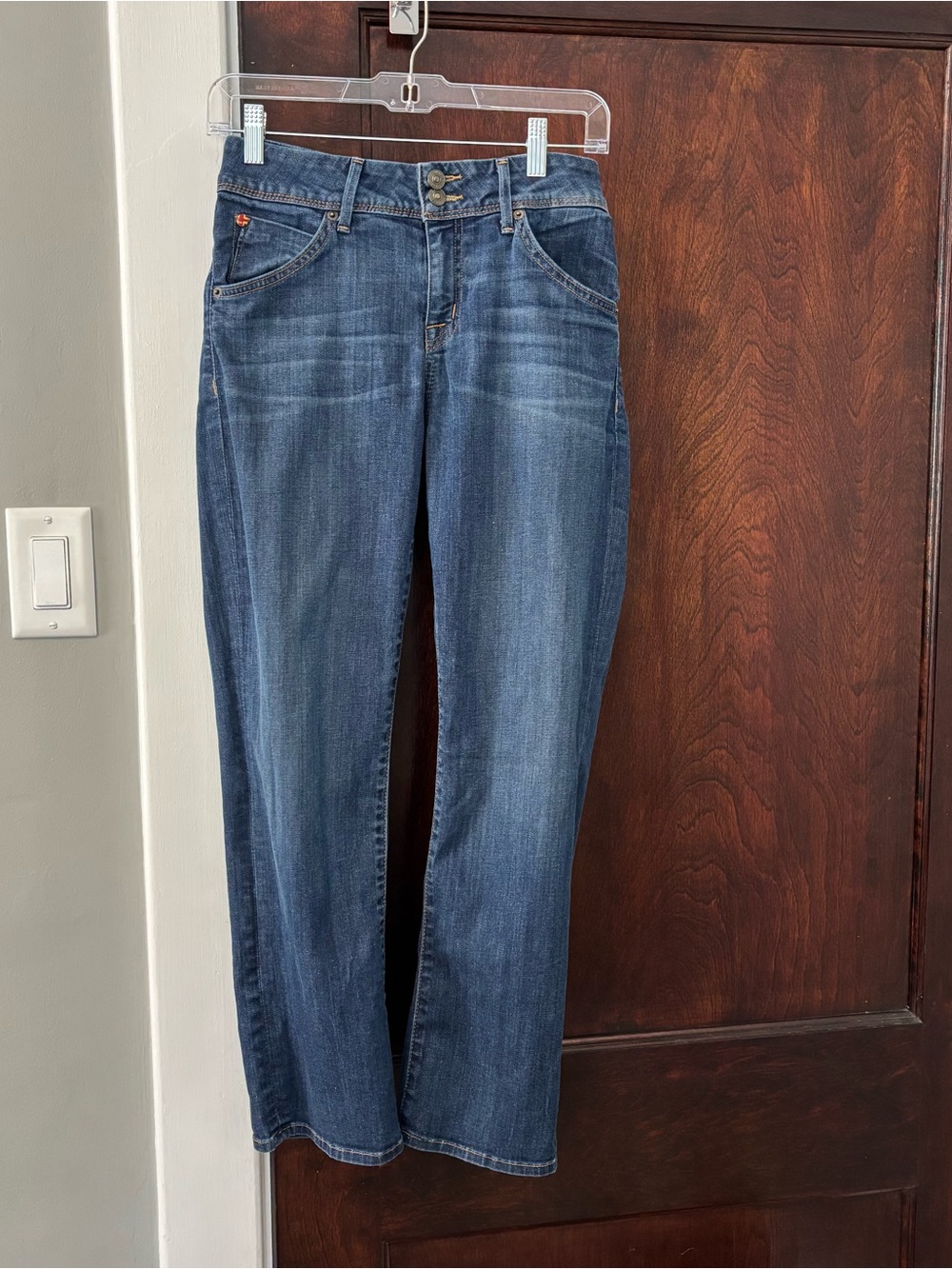 Hudson Jeans Women 28 Dark Medium Wash  Denim Straight Leg Flap Pocket Cropped